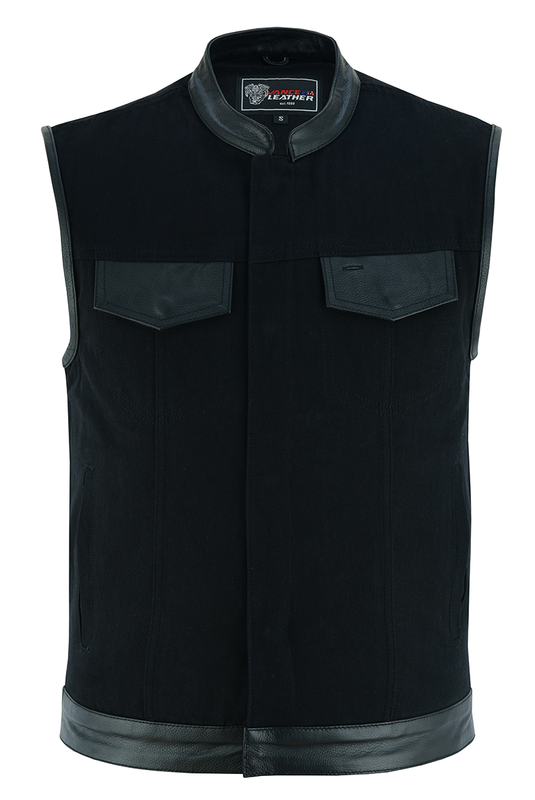 VB914L Denim Black Club Vest with Leather trims VB914L Denim Black Club Vest with Leather trims