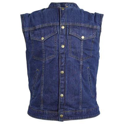 VB911BL & VB911BK Vance Leather Mens Denim Patch Holder Vest VB911BL & VB911BK Vance Leather Mens Denim Patch Holder Vest