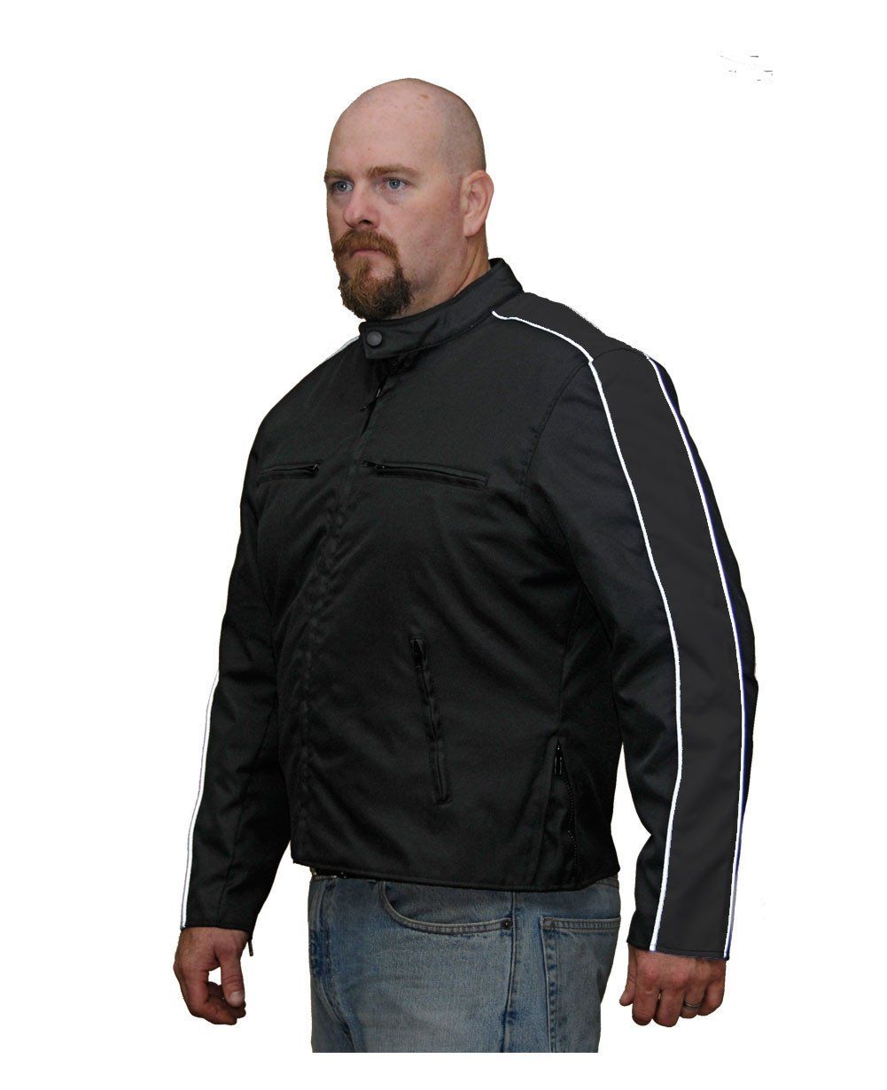 VL1557B Men's Textile Jacket with Accent Stripe Down Sleeve, Size: m, Color: black