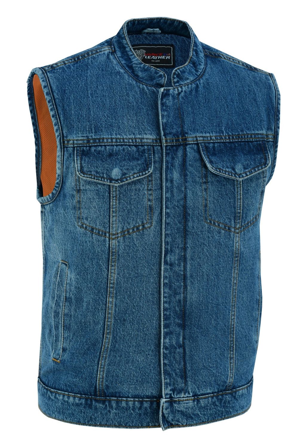 VB914BL Denim Club Vest in Blue, Color: blue, Size: m