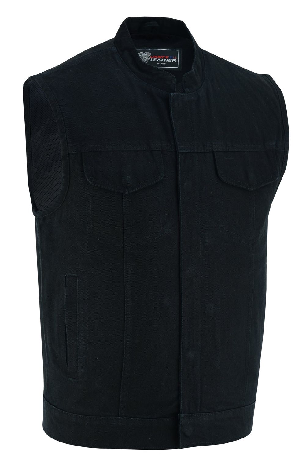 VB914BK Denim Club Vest in Black, Color: black, Size: m