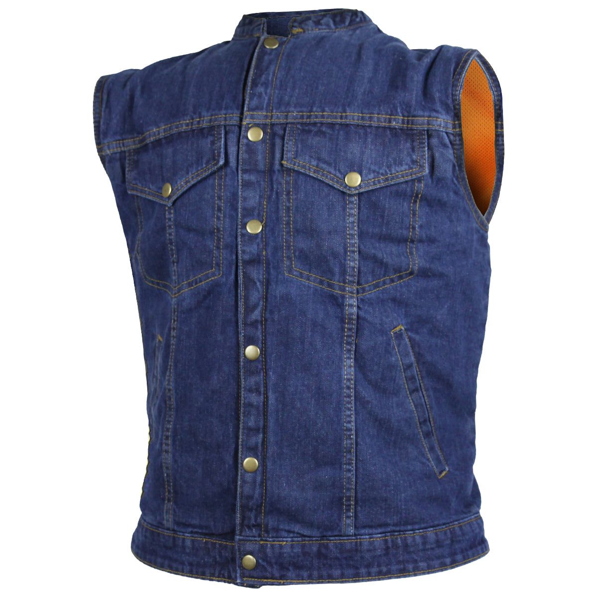 VB911BL & VB911BK Vance Leather Mens Denim Patch Holder Vest, Size: s, Color: blue