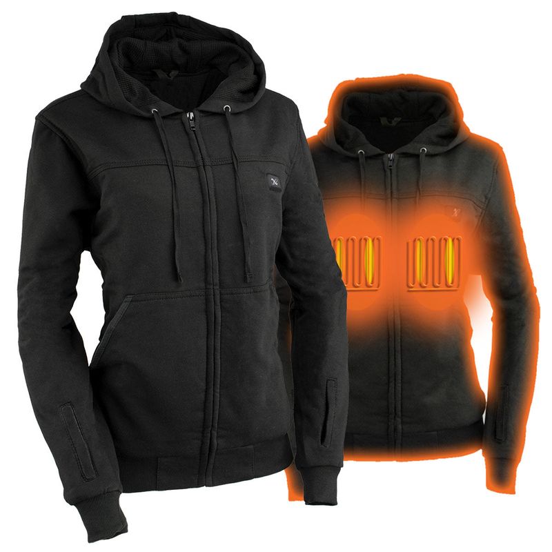 Nexgen Heat MPL2717DUAL Technology Women's Heated Hoodie - Black Sweatshirt Jacket for Winter Season