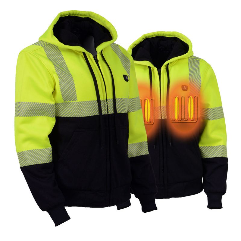 Nexgen Heat MPL2773SET Women's Heated Zippered Hoodie High-Viz Reflective - for Riding Hiking Winter Outdoor Activities