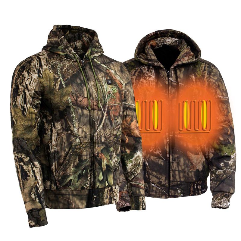 Nexgen Heat NXM1776SET Men's Camouflaged Heated Zipper Hoodies - for Outdoor Winter Cold Weather Activities