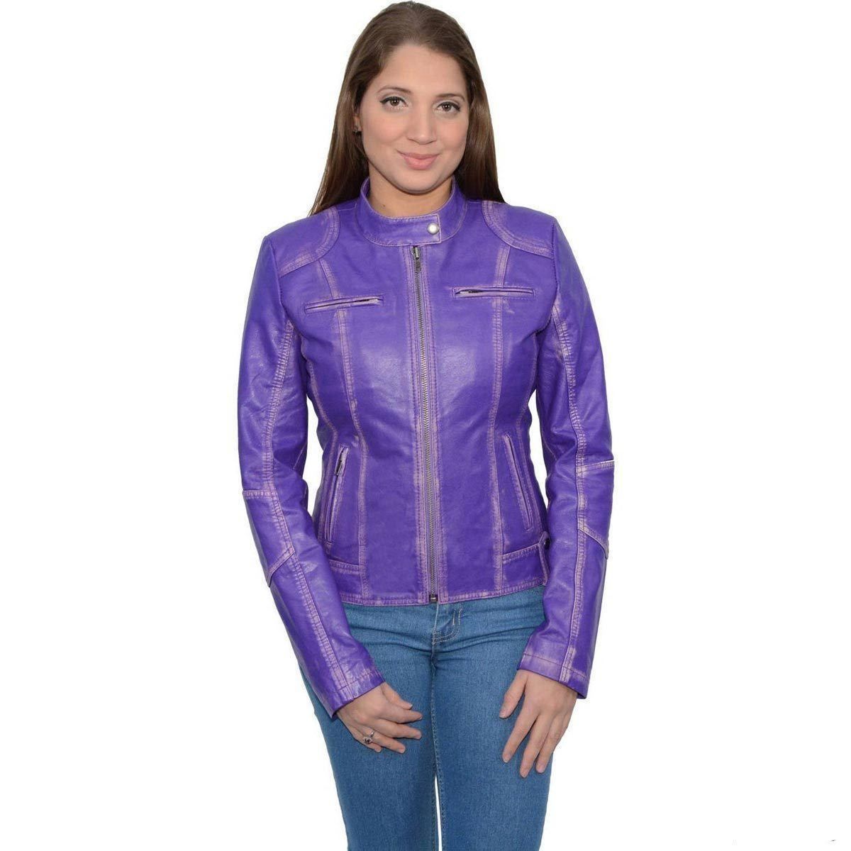 Milwaukee Leather SFL2830 Women's Purple Scuba Style Sheepskin Fashion Leather Jacket Milwaukee Leather SFL2830 Women's Purple Scuba Style Sheepskin Fashion Leather Jacket