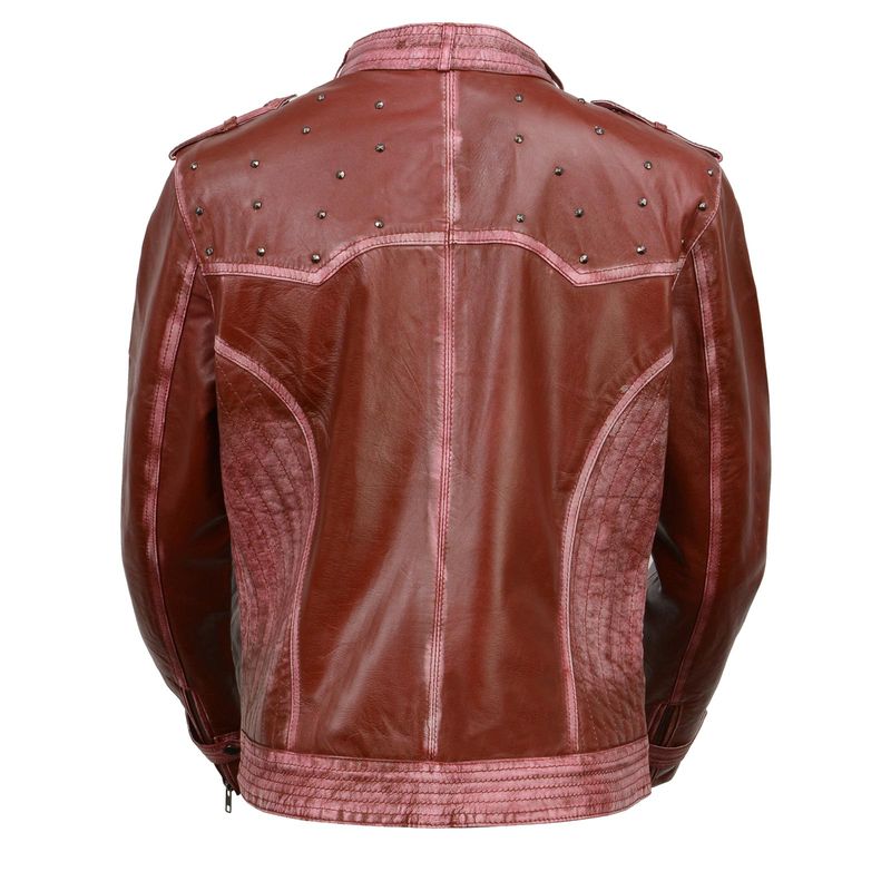 Milwaukee Leather SFL2840 Women's Maiden Maroon Premium Sheepskin Motorcycle Fashion Leather Jacket with Studs