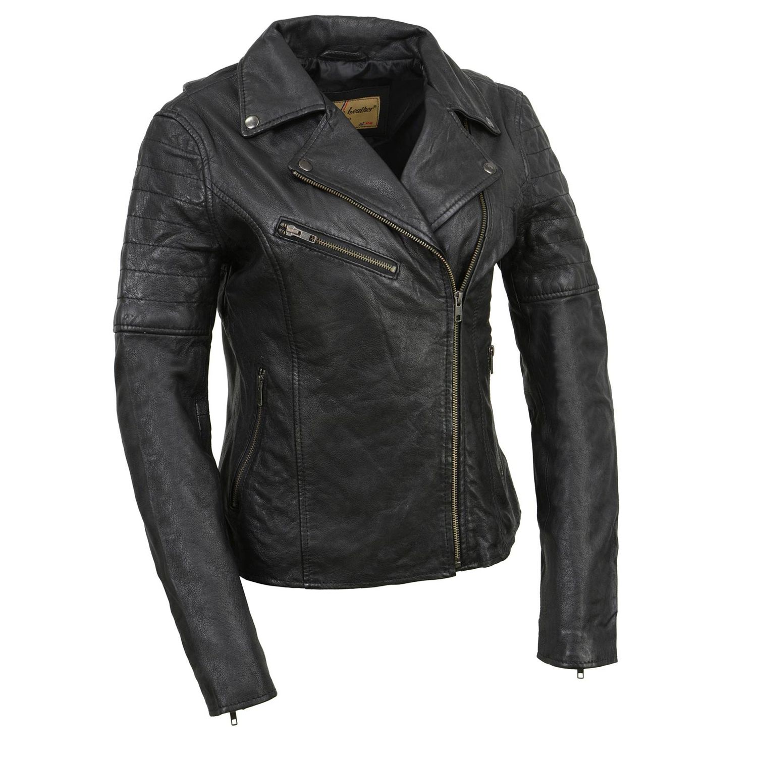 Milwaukee Leather Black Vintage Motorcycle Inspired Vegan Tan Fashion Leather Jacket for Women SFL2812 Milwaukee Leather Black Vintage Motorcycle Inspired Vegan Tan Fashion Leather Jacket for Women SFL2812
