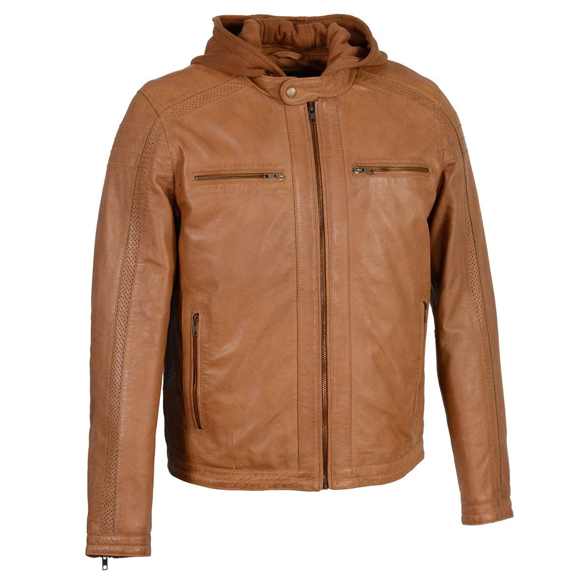 Milwaukee Leather SFM1845 Men's Saddle Fashion Casual Leather Jacket with Removable Hoodie Milwaukee Leather SFM1845 Men's Saddle Fashion Casual Leather Jacket with Removable Hoodie