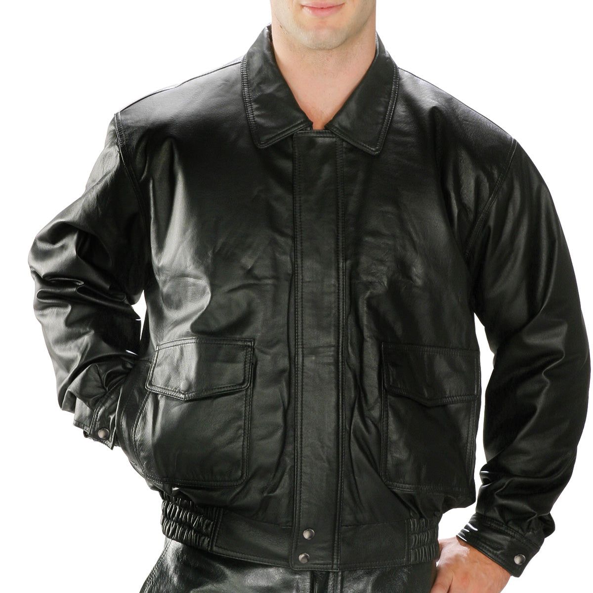 Milwaukee Leather LKM1704 Men's Classic Aviator Style Bomber Black Leather Fashion Coat Jacket Milwaukee Leather LKM1704 Men's Classic Aviator Style Bomber Black Leather Fashion Coat Jacket