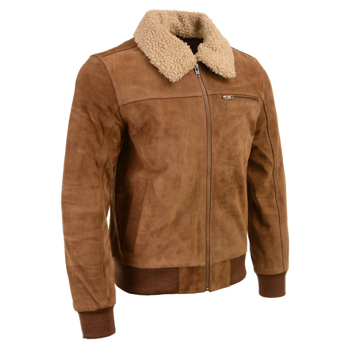 Milwaukee Leather Vintage SFM1818 Men's Classic Beige Suede Leather Fashion Coat Jacket w/ Front Zipper Closure Milwaukee Leather Vintage SFM1818 Men's Classic Beige Suede Leather Fashion Coat Jacket w/ Front Zipper Closure