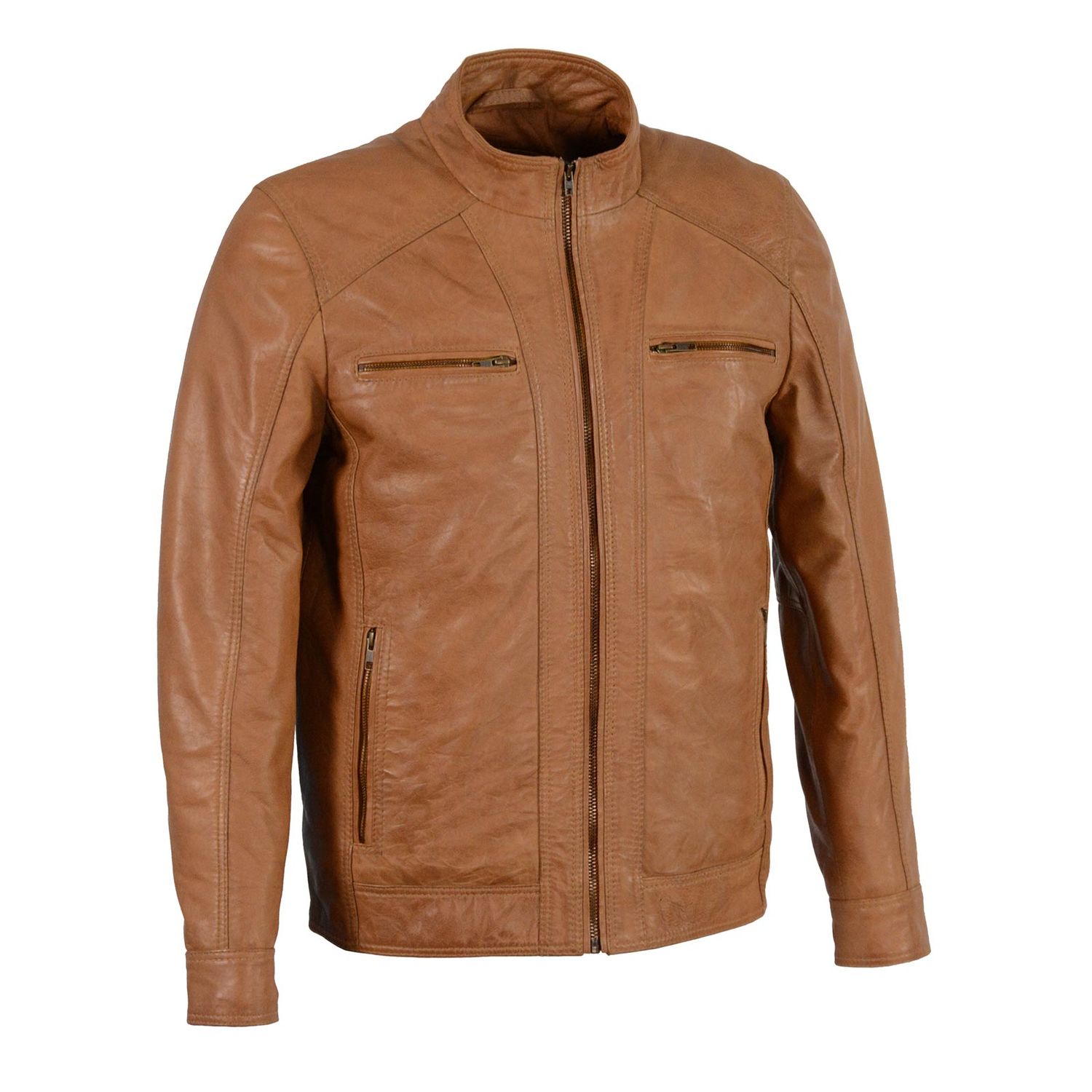 Milwaukee Leather Men's Saddle Color Lambskin Motorcycle Fashion Leather Jacket SFM1860 Milwaukee Leather Men's Saddle Color Lambskin Motorcycle Fashion Leather Jacket SFM1860