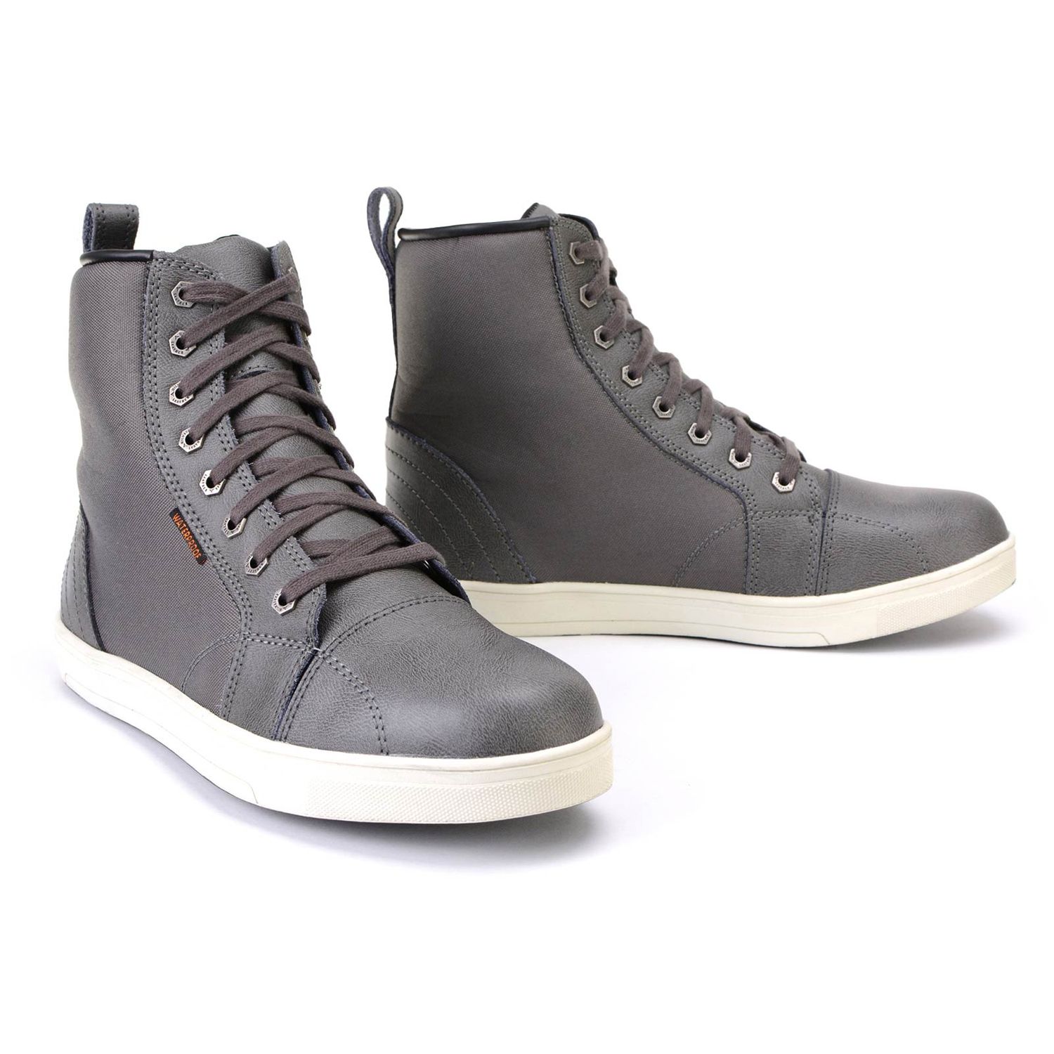 Milwaukee Leather MBM9003WP Men's Grey Leather and Canvas Reinforced Street Riding Waterproof Shoes with Ankle Support Milwaukee Leather MBM9003WP Men's Grey Leather and Canvas Reinforced Street Riding Waterproof Shoes with Ankle Support