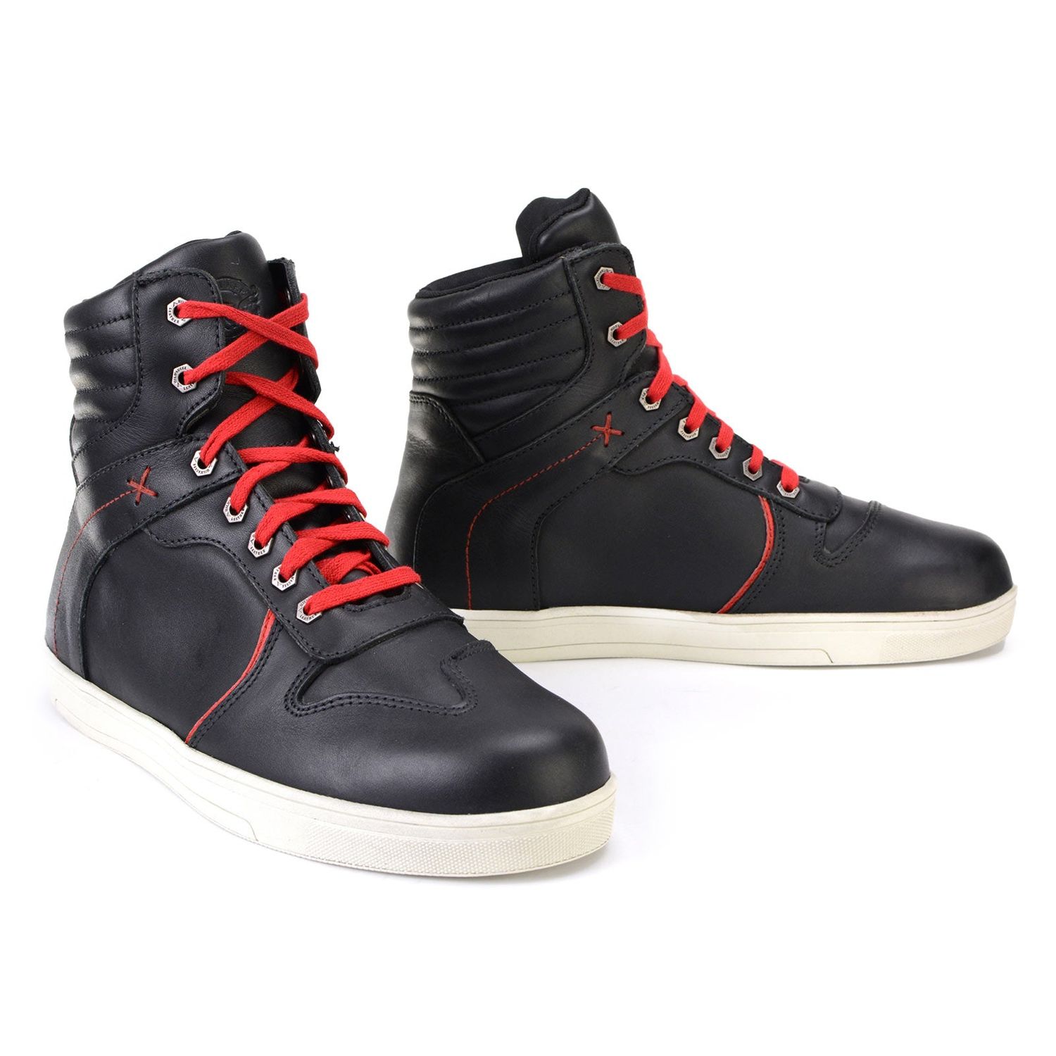 Milwaukee Leather MBM9102 Men's Black Leather with Red Shoe Lace Reinforced Street Riding Shoes w/ Ankle Support Milwaukee Leather MBM9102 Men's Black Leather with Red Shoe Lace Reinforced Street Riding Shoes w/ Ankle Support