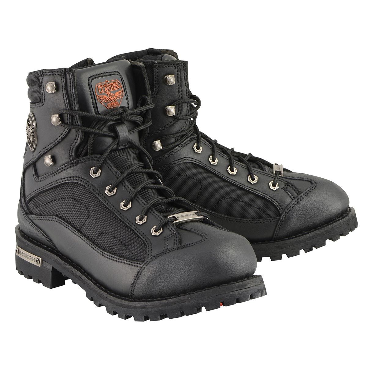 Milwaukee Leather MBM9080 Men's Black Leather 6-Inch Lace to Toe Motorcycle Rider Boots w/ Gear Shift Protection Milwaukee Leather MBM9080 Men's Black Leather 6-Inch Lace to Toe Motorcycle Rider Boots w/ Gear Shift Protection