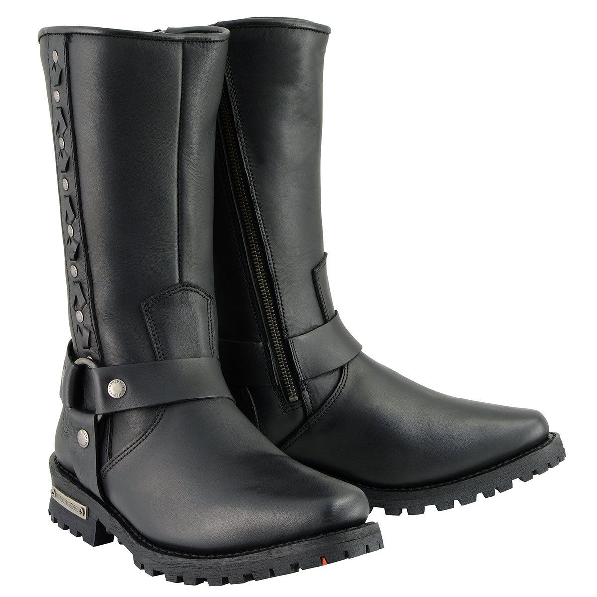 Milwaukee Leather Men's Black Leather Harness Motorcycle Boots with Braid and Riveted Details MBM9025 Milwaukee Leather Men's Black Leather Harness Motorcycle Boots with Braid and Riveted Details MBM9025
