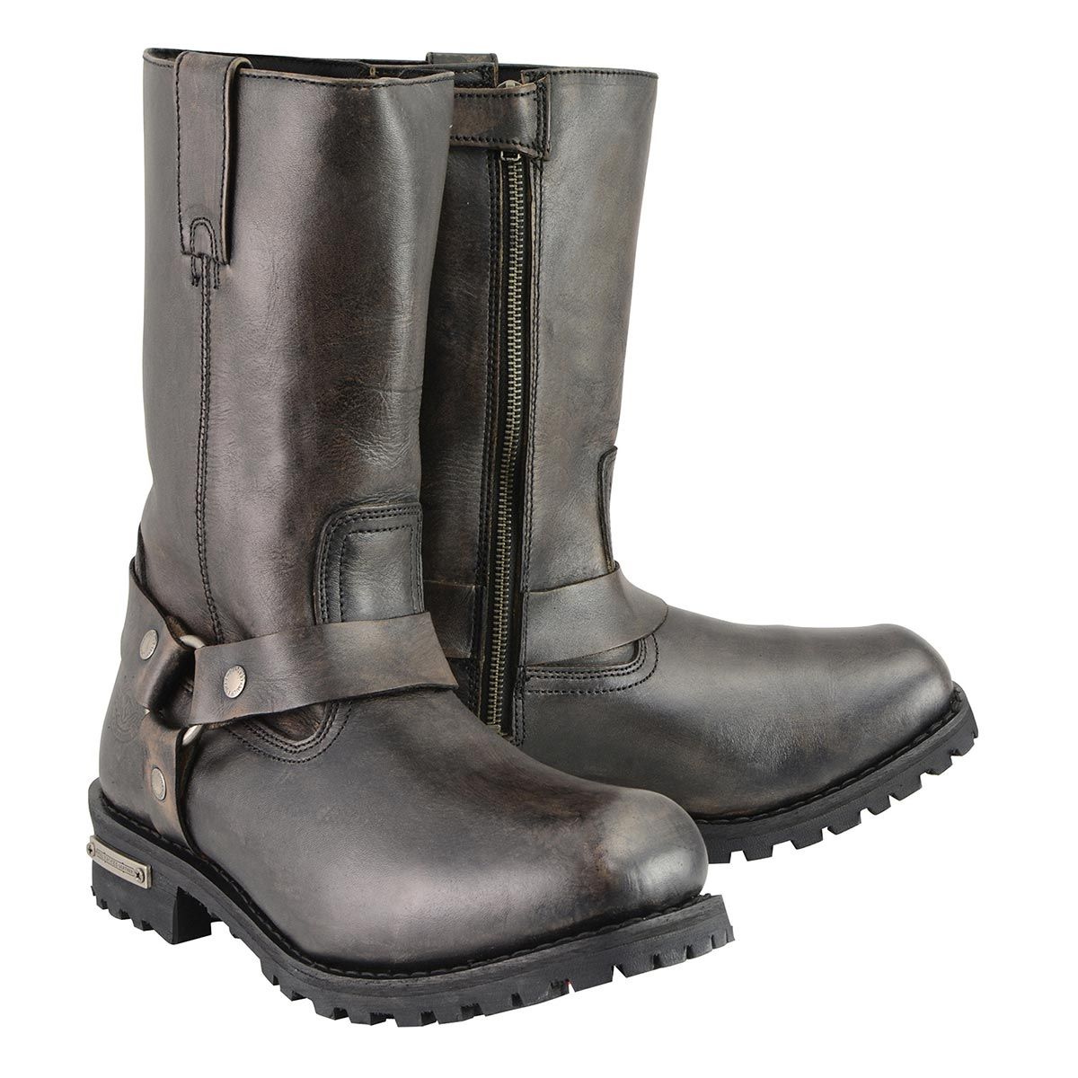 Milwaukee Leather Men's Distressed Brown Leather Wide Width 11-inch Square Toe Harness Motorcycle Boots MBM9005W Milwaukee Leather Men's Distressed Brown Leather Wide Width 11-inch Square Toe Harness Motorcycle Boots MBM9005W