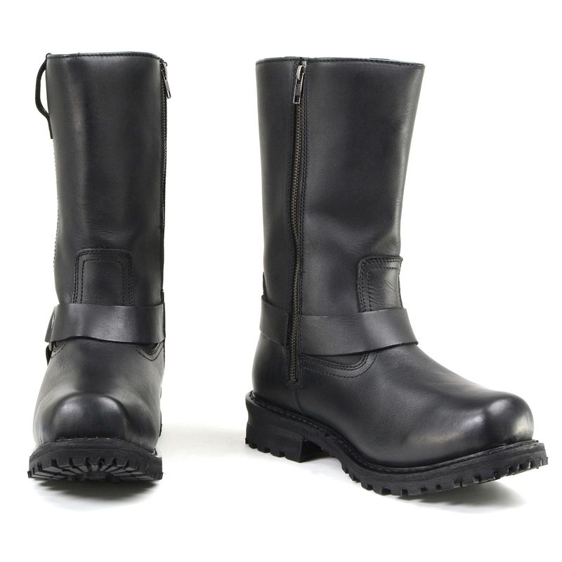 Milwaukee Leather Menâs Black Waterproof Boots 11-inch Wide Width Square Toe with Harness and Zipper MBM9061WP