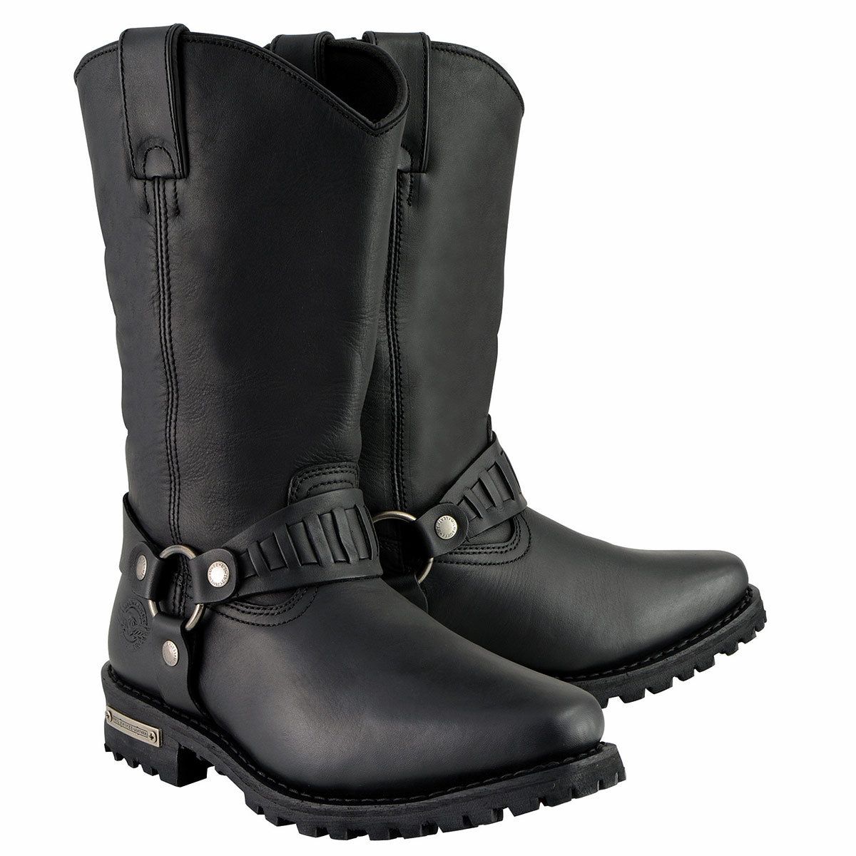 Milwaukee Leather Menâs Classic Harness Black Leather 11-Inch Western Style Motorcycle Boots MBM9015 Milwaukee Leather Menâs Classic Harness Black Leather 11-Inch Western Style Motorcycle Boots MBM9015