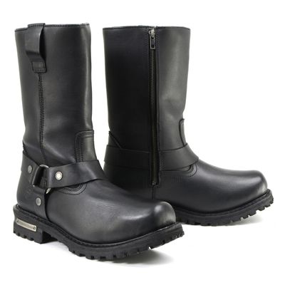 Milwaukee Leather Menâs Black Waterproof Boots 11-inch Wide Width Square Toe with Harness and Zipper MBM9061WP