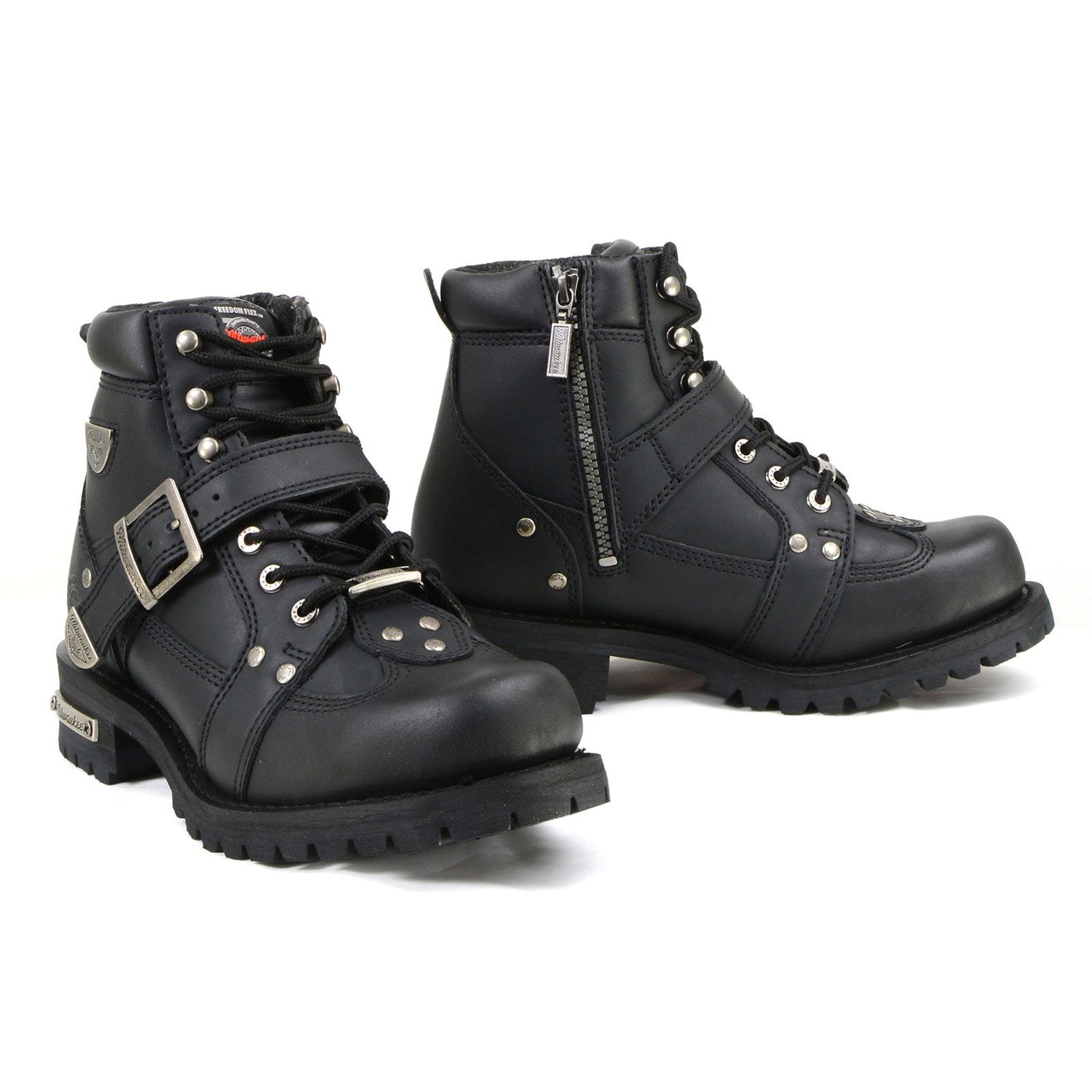 Milwaukee Motorcycle Clothing Company MB433 Men's Black Road Captain Motorcycle Leather Boots Milwaukee Motorcycle Clothing Company MB433 Men's Black Road Captain Motorcycle Leather Boots