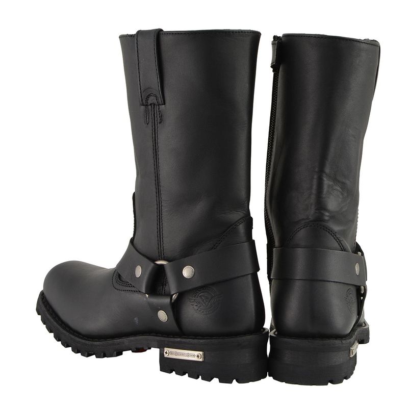 Milwaukee Leather Menâs Classic Harness 11-Inch Motorcycle Boots â Premium Cowhide, Wide-Width Sizes MBM131W