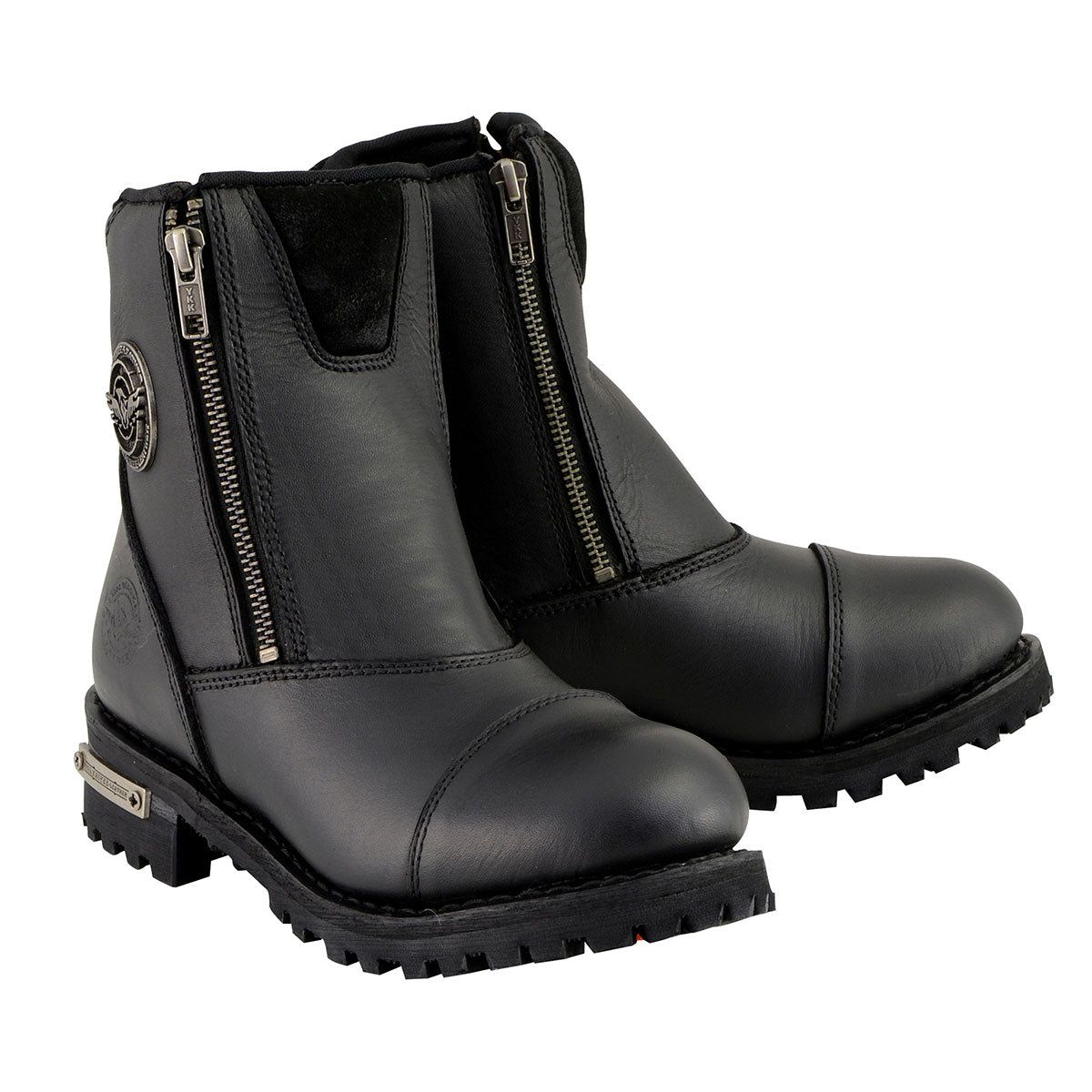 Milwaukee Leather MBM102 Men's Black Smooth Double Sided Zipper Entry Motorcycle Leather Boots Milwaukee Leather MBM102 Men's Black Smooth Double Sided Zipper Entry Motorcycle Leather Boots