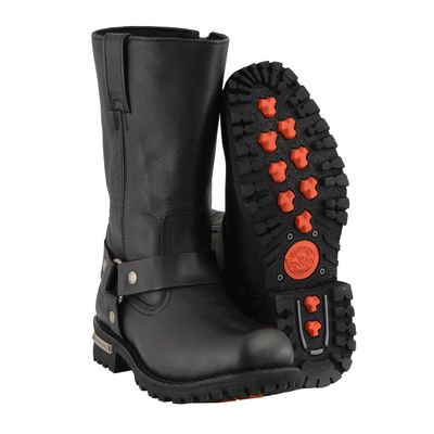 Milwaukee Leather Menâs Classic Harness 11-Inch Motorcycle Boots â Premium Cowhide, Wide-Width Sizes MBM131W