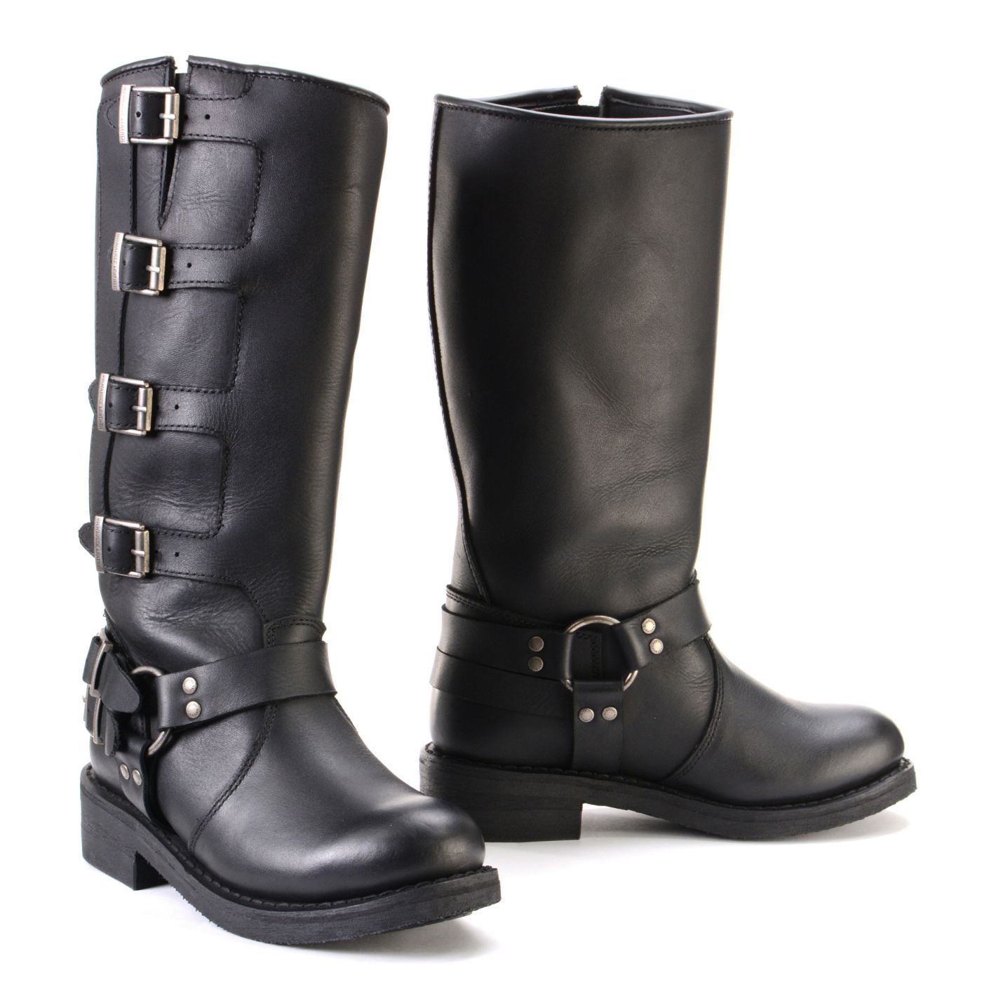 Milwaukee Leather MBL9346 Women's Tall Black Leather Harness Motorcycle Rider Boots w/ Adjustable Straps Milwaukee Leather MBL9346 Women's Tall Black Leather Harness Motorcycle Rider Boots w/ Adjustable Straps