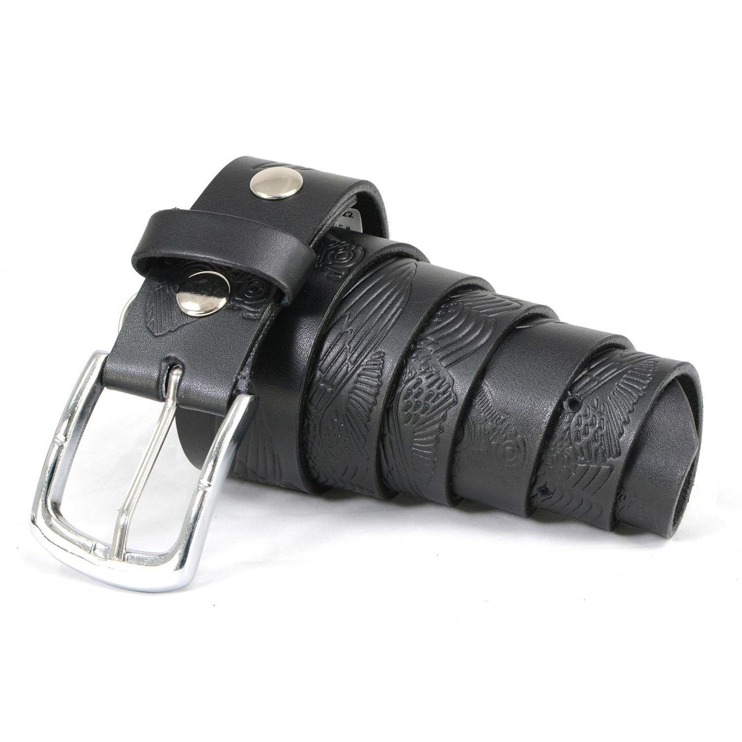 Milwaukee Leather MP7122 Men's Engine Block & Wings - Black Leather Belt w/ Interchangeable Buckle - 1.5 inches Wide Milwaukee Leather MP7122 Men's Engine Block & Wings - Black Leather Belt w/ Interchangeable Buckle - 1.5 inches Wide