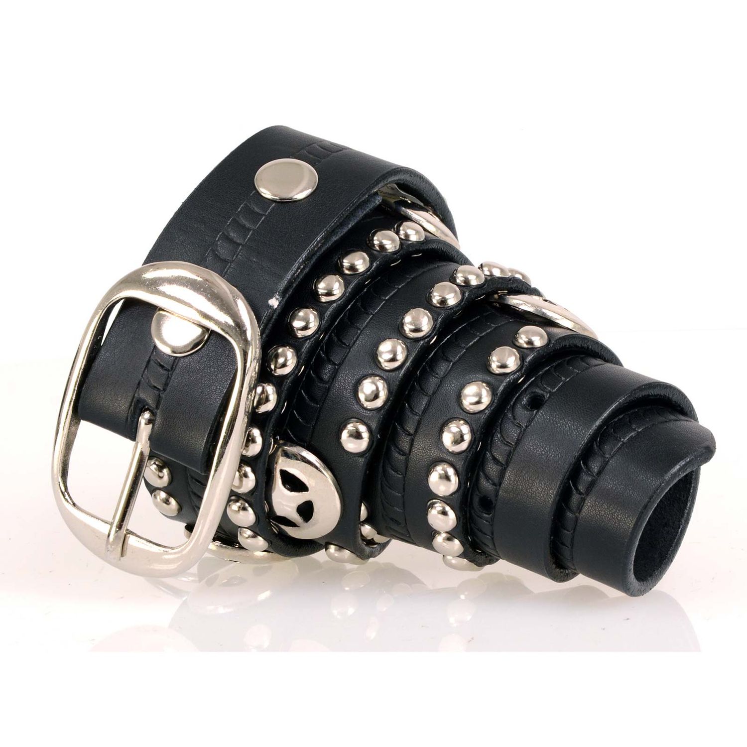 Milwaukee Leather MP7131 Men's Chrome Studded & Star Emblem Black Leather Belt w/ Interchangeable Buckle -1.5 in Wide Milwaukee Leather MP7131 Men's Chrome Studded & Star Emblem Black Leather Belt w/ Interchangeable Buckle -1.5 in Wide