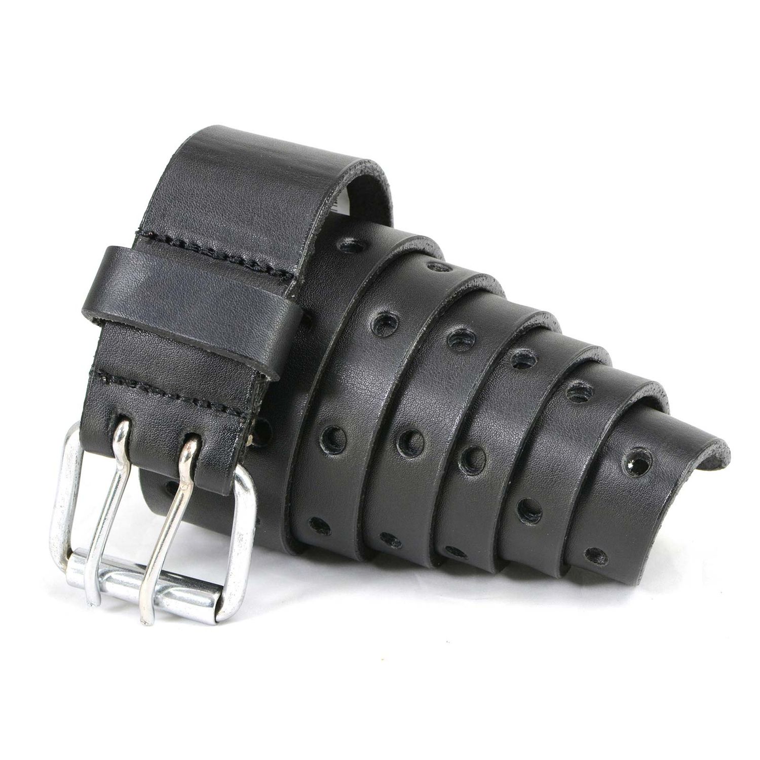 Milwaukee Leather MP7121 Men's Double Prong - Black Genuine Leather Belt w/ Interchangeable Buckle - 1.5 inches Wide Milwaukee Leather MP7121 Men's Double Prong - Black Genuine Leather Belt w/ Interchangeable Buckle - 1.5 inches Wide