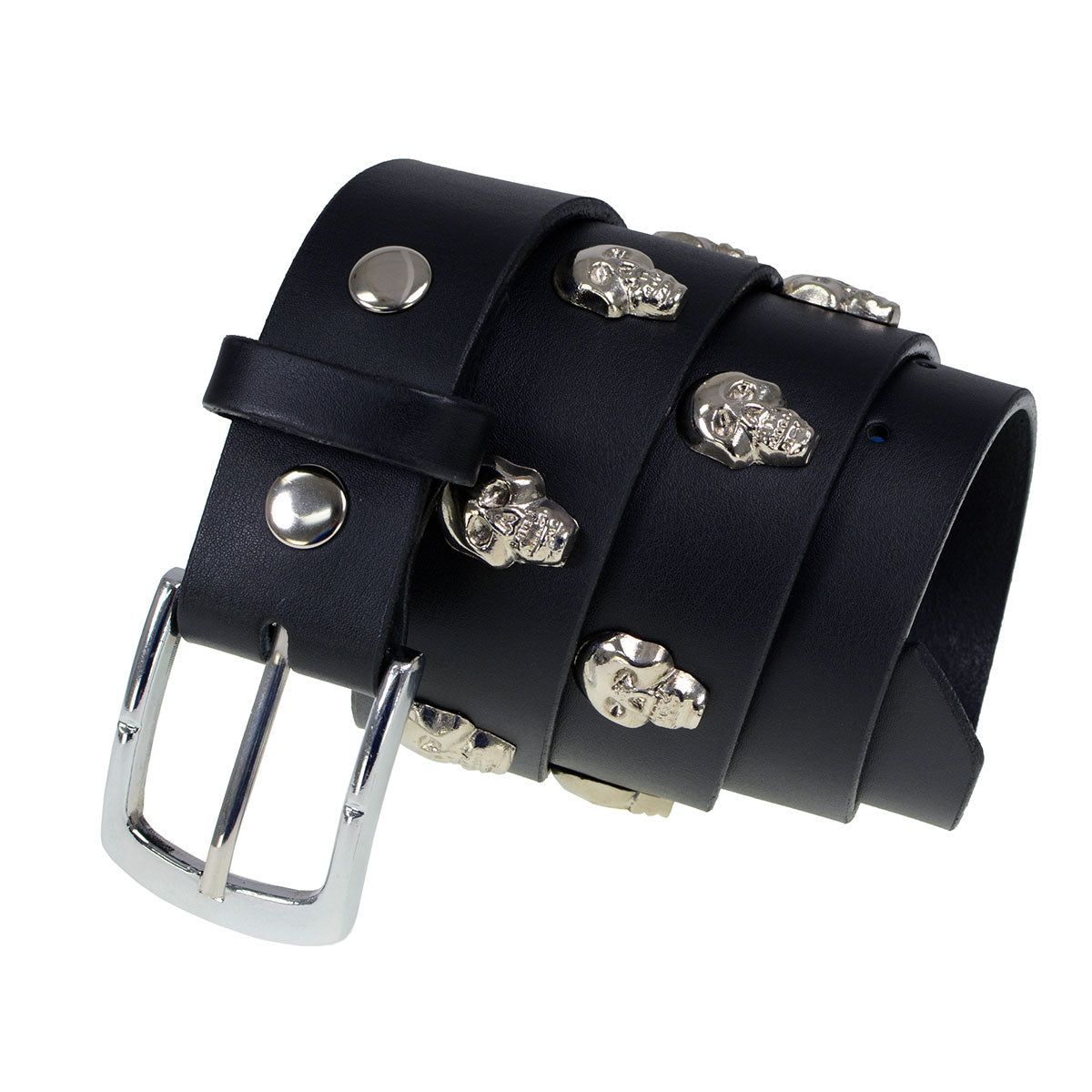 Milwaukee Leather MP7102 Men's Black Skull Heads Genuine Leather Belt for Biker with Buckle - 1.5 inches Wide Milwaukee Leather MP7102 Men's Black Skull Heads Genuine Leather Belt for Biker with Buckle - 1.5 inches Wide