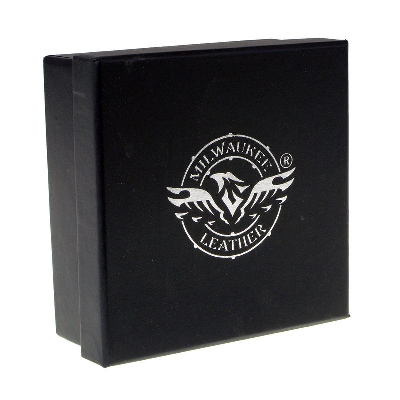 Milwaukee Leather MP7103 Men's Black Studs and Skulls Genuine Leather Belt with Buckle - 1.5 inches Wide