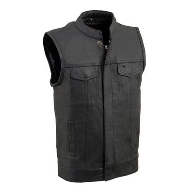 Milwaukee Leather LKY3850 Youth Size Black Leather Open Neck Club Style Motorcycle Riders Vest Milwaukee Leather LKY3850 Youth Size Black Leather Open Neck Club Style Motorcycle Riders Vest