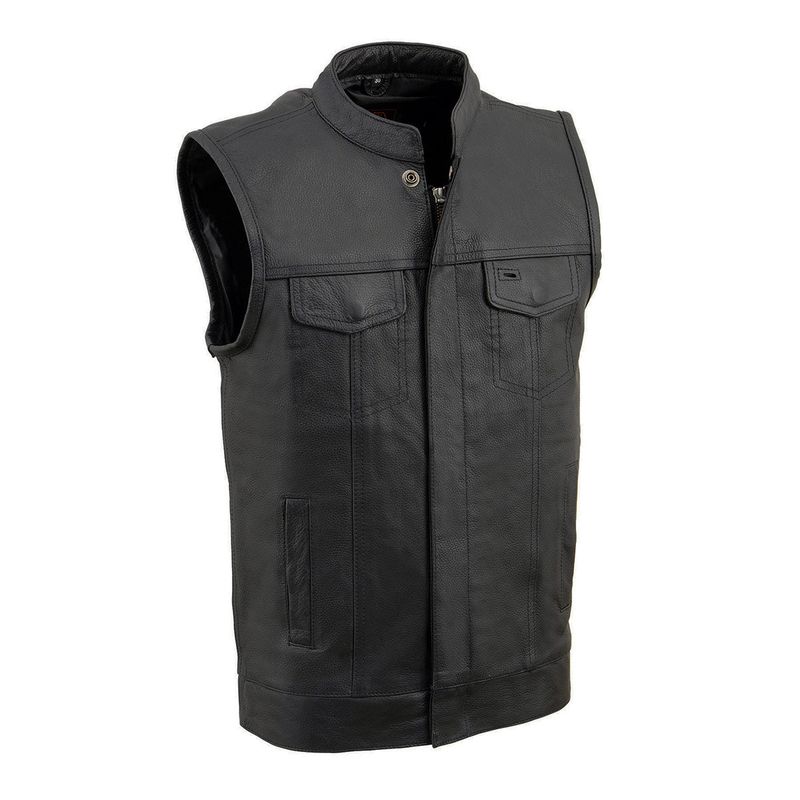 Milwaukee Leather LKY3850 Youth Size Black Leather Open Neck Club Style Motorcycle Riders Vest