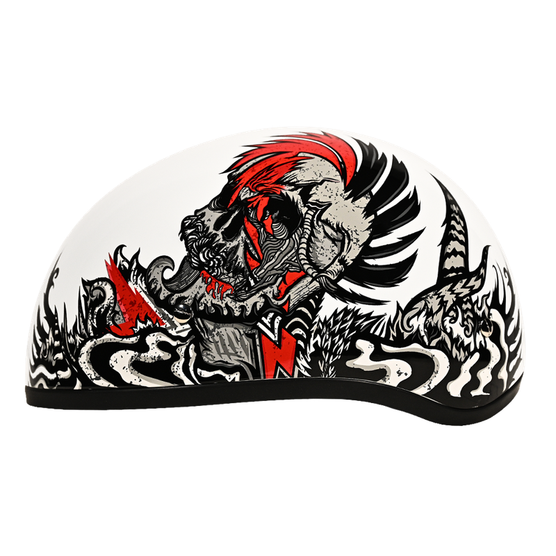 DOT Approved Daytona Motorcycle Half Face Helmet - Skull Cap Graphics for Men & Women, Scooters, ATVs, UTVs & Choppers - W/ Rockin' Reaper