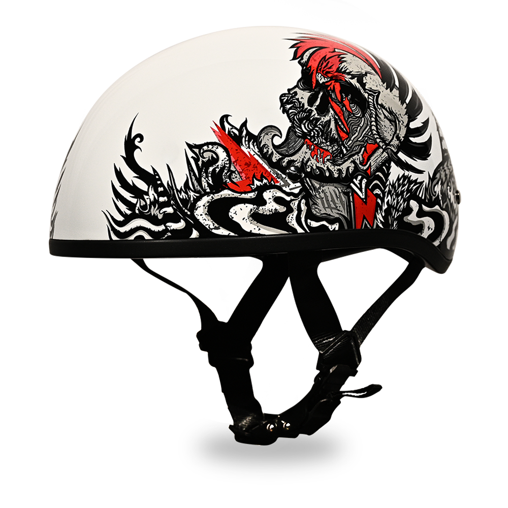 DOT Approved Daytona Motorcycle Half Face Helmet - Skull Cap Graphics for Men & Women, Scooters, ATVs, UTVs & Choppers - W/ Rockin' Reaper DOT Approved Daytona Motorcycle Half Face Helmet - Skull Cap Graphics for Men & Women, Scooters, ATVs, UTVs & Choppers - W/ Rockin' Reaper