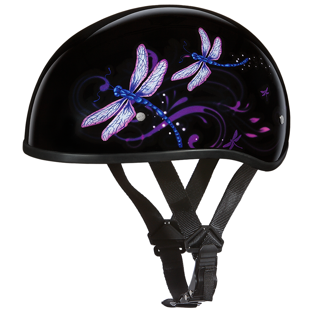 DOT Approved Daytona Motorcycle Half Face Helmet - Skull Cap Graphics for Men & Women, Scooters, ATVs, UTVs & Choppers - W/ Dragonfly DOT Approved Daytona Motorcycle Half Face Helmet - Skull Cap Graphics for Men & Women, Scooters, ATVs, UTVs & Choppers - W/ Dragonfly