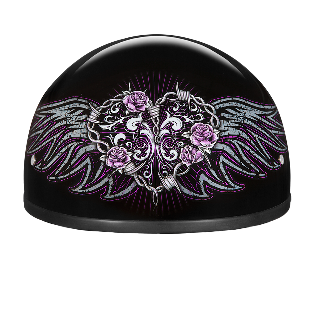 DOT Approved Daytona Motorcycle Half Face Helmet - Skull Cap Graphics for Men & Women, Scooters, ATVs, UTVs & Choppers - W/ Barbed Wire Heart DOT Approved Daytona Motorcycle Half Face Helmet - Skull Cap Graphics for Men & Women, Scooters, ATVs, UTVs & Choppers - W/ Barbed Wire Heart