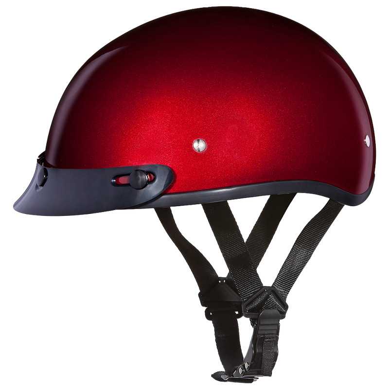 DOT Approved Daytona Skull Cap Half Shell Motorcycle Helmet - Beanie Style for Motorcycles, Cruisers, Scooters, and Mopeds - Black Cherry