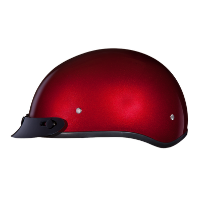 DOT Approved Daytona Skull Cap Half Shell Motorcycle Helmet - Beanie Style for Motorcycles, Cruisers, Scooters, and Mopeds - Black Cherry