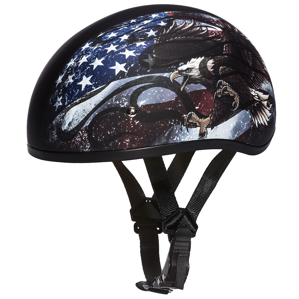 DOT Approved Daytona Motorcycle Half Face Helmet - Skull Cap Graphics for Men & Women, Scooters, ATVs, UTVs & Choppers - W/ USA DOT Approved Daytona Motorcycle Half Face Helmet - Skull Cap Graphics for Men & Women, Scooters, ATVs, UTVs & Choppers - W/ USA