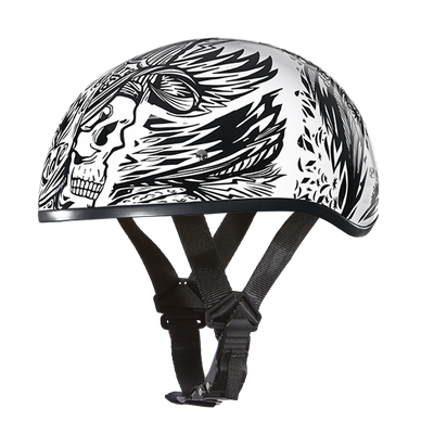 DOT Approved Daytona Motorcycle Half Face Helmet - Skull Cap Graphics for Men & Women, Scooters, ATVs, UTVs & Choppers - W/ Live Fast