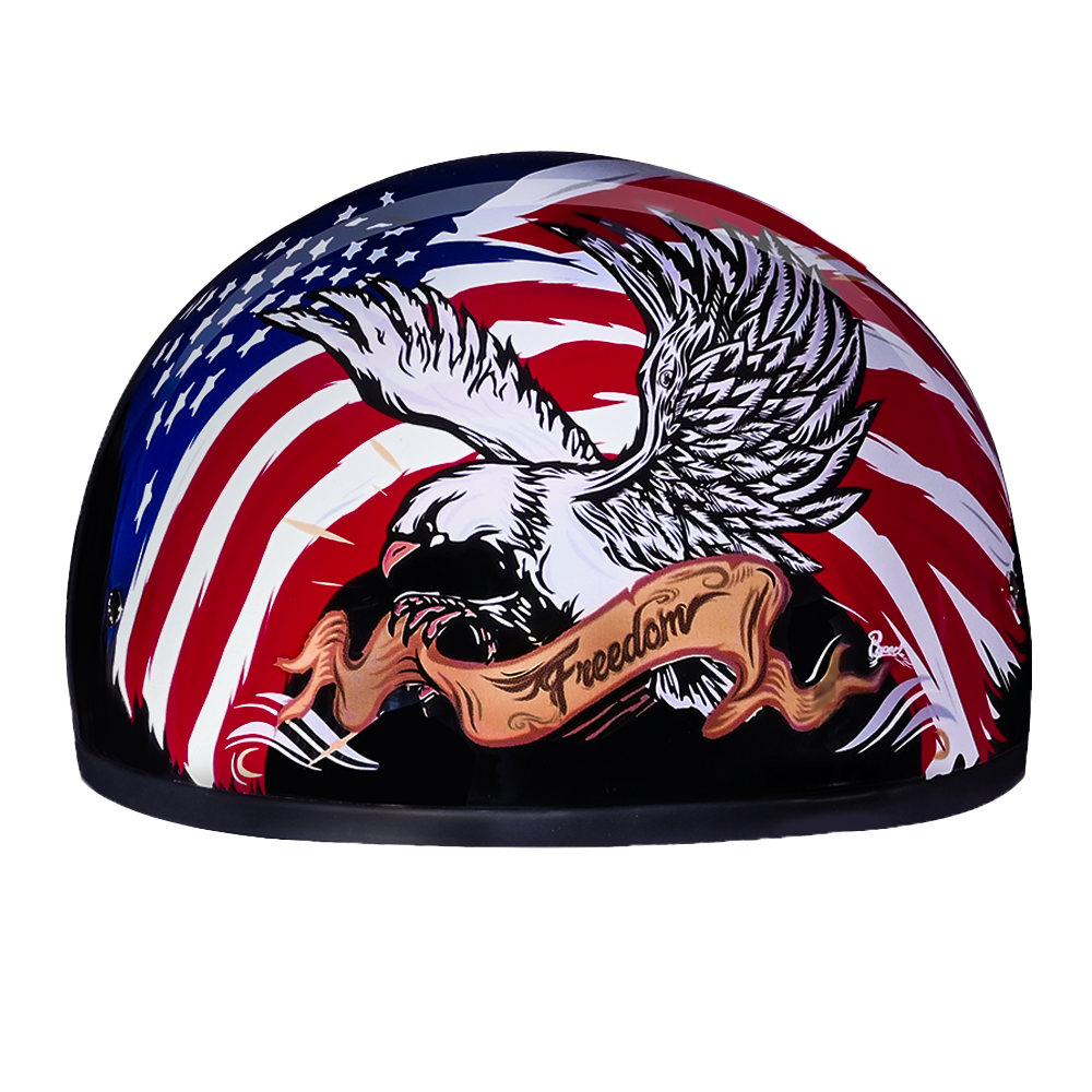 DOT Approved Daytona Motorcycle Half Face Helmet - Skull Cap Graphics for Men & Women, Scooters, ATVs, UTVs & Choppers - W/ Freedom 2.0 DOT Approved Daytona Motorcycle Half Face Helmet - Skull Cap Graphics for Men & Women, Scooters, ATVs, UTVs & Choppers - W/ Freedom 2.0