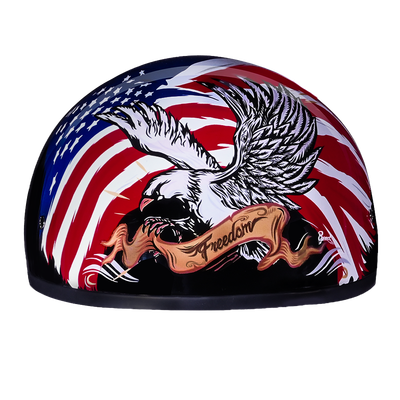 DOT Approved Daytona Motorcycle Half Face Helmet - Skull Cap Graphics for Men & Women, Scooters, ATVs, UTVs & Choppers - W/ Freedom 2.0