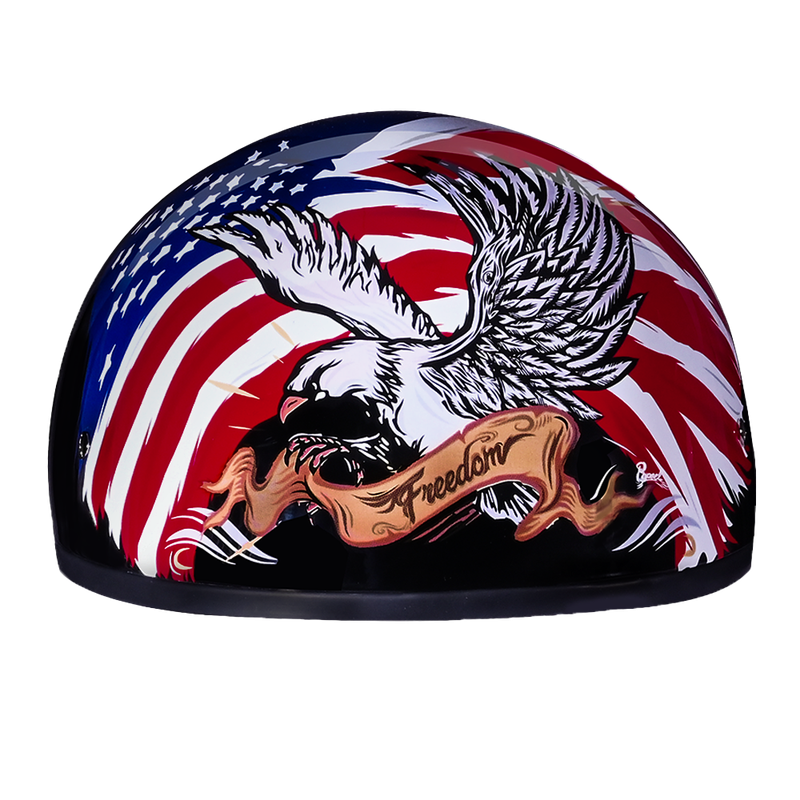 DOT Approved Daytona Motorcycle Half Face Helmet - Skull Cap Graphics for Men & Women, Scooters, ATVs, UTVs & Choppers - W/ Freedom 2.0