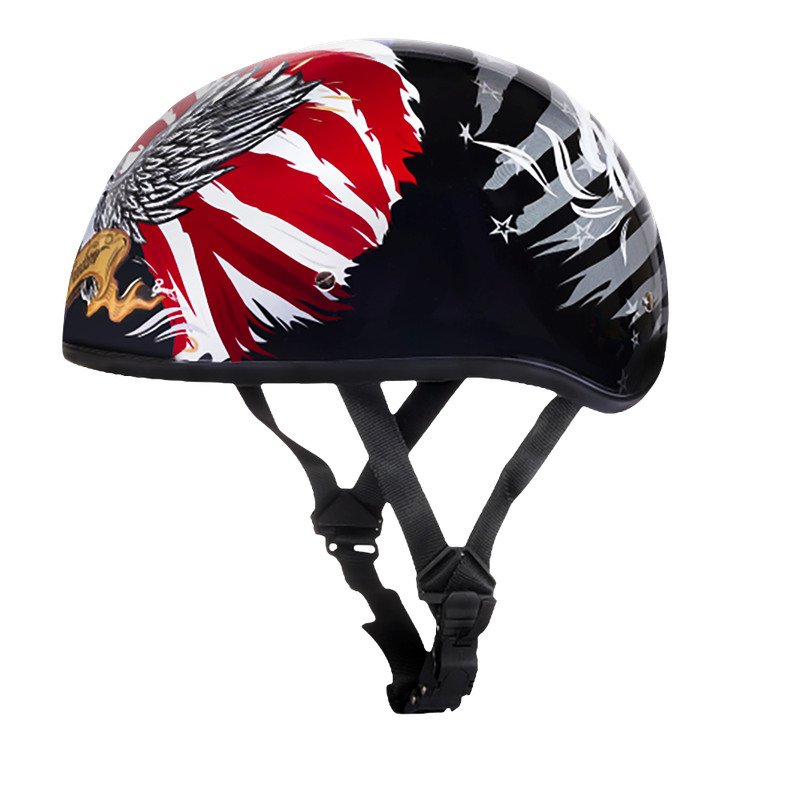 DOT Approved Daytona Motorcycle Half Face Helmet - Skull Cap Graphics for Men & Women, Scooters, ATVs, UTVs & Choppers - W/ Freedom 2.0