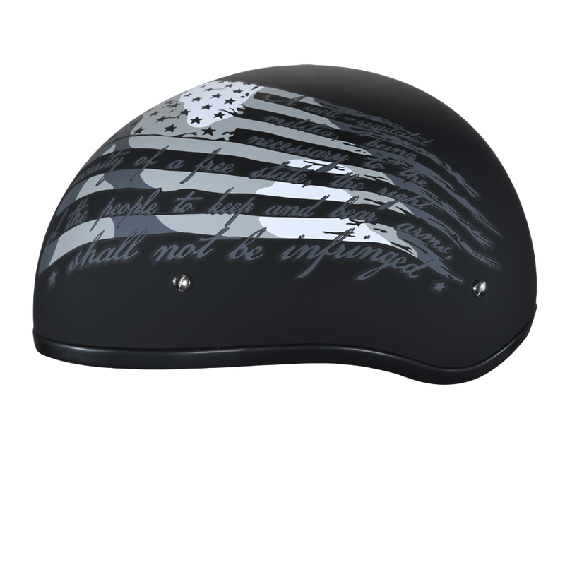 DOT Approved Daytona Motorcycle Half Face Helmet - Skull Cap Graphics for Men & Women, Scooters, ATVs, UTVs & Choppers - W/ 2nd Amendment