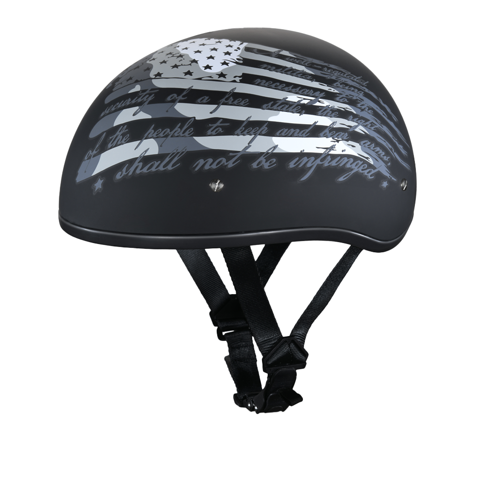 DOT Approved Daytona Motorcycle Half Face Helmet - Skull Cap Graphics for Men & Women, Scooters, ATVs, UTVs & Choppers - W/ 2nd Amendment DOT Approved Daytona Motorcycle Half Face Helmet - Skull Cap Graphics for Men & Women, Scooters, ATVs, UTVs & Choppers - W/ 2nd Amendment
